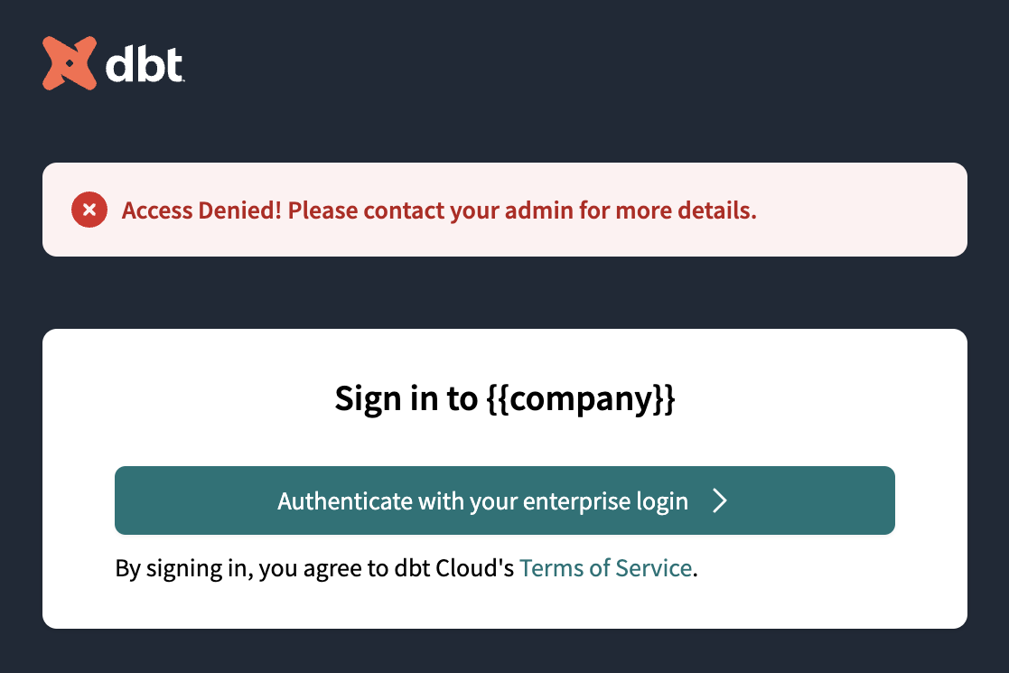 IP restricted access denied message for SSO logins